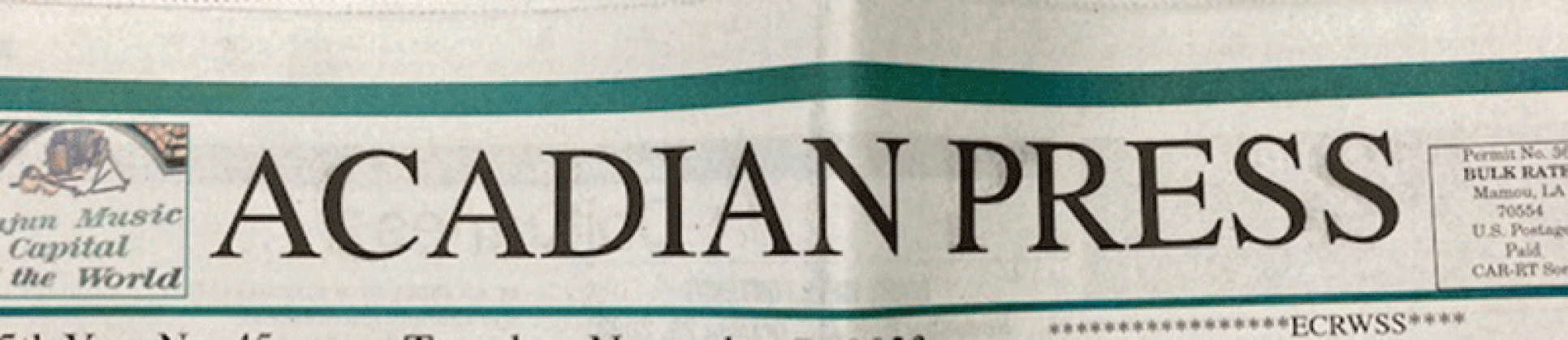 The Mamou Acadian Press  front page flag.