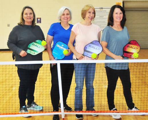 Getting ready for the new picklball season at LSUE, from left. are Izetta Darbonne, Fran Guillory, Connie Soileau and Cecile Duplechain.