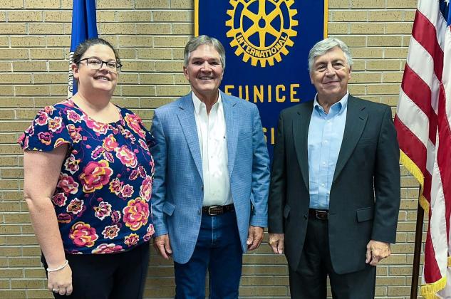 The Rotary Club welcomed Eunice City Judge Terry Hoychick as their guest speaker this week, guest of Rotarian Jacque Pucheu. Judge Hoychick shared lots of interesting information about Eunice City Court. From left are Rotary President Erika Fontenot, Judge Hoychick, Rotarian Jacque Pucheu.