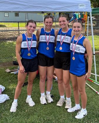 om left showing off their hardware are Madeline Chaumont, Madisyn Aucoin, Reagan Gradney, and Lily Vidrine. (Submitted photo)