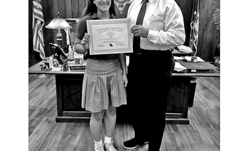 Sara Danielle St. Cyr has been selected as this year’s Sheriff’s Association Scholarship recipient. St. Cyr is a senior at Opelousas Catholic and maintains a 4.0 GPA and is a member of ACT+Club with  a score of 28.
