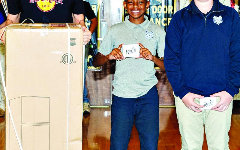 Students of the Year were recognized during the St. Edmund High Academic Pep Rally. From left are Dane Fontenot, Twelfth Grade Student of the Year; Keith Reed, Fifth Grade Student of the Year; and Rhett Wimberly Eighth Grade Student of the Year.