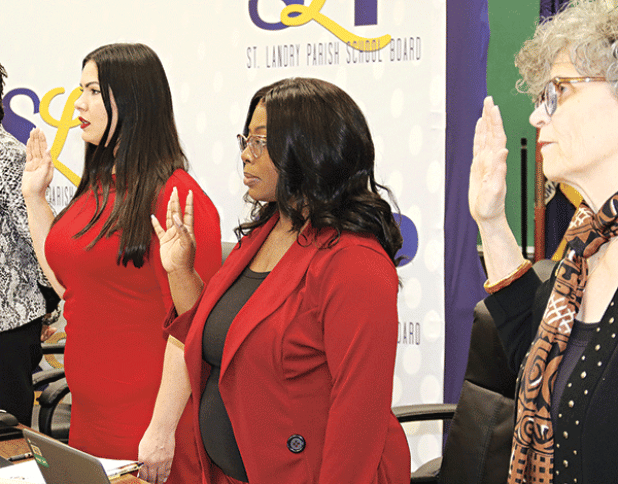From left are St. Landry Parish School Board members Tiffany Nolan, Timmakah Hardy and Mary Ellen Donatto. Nolan, District 11, and Hardy, District 12, are newly elected to the Board. 
