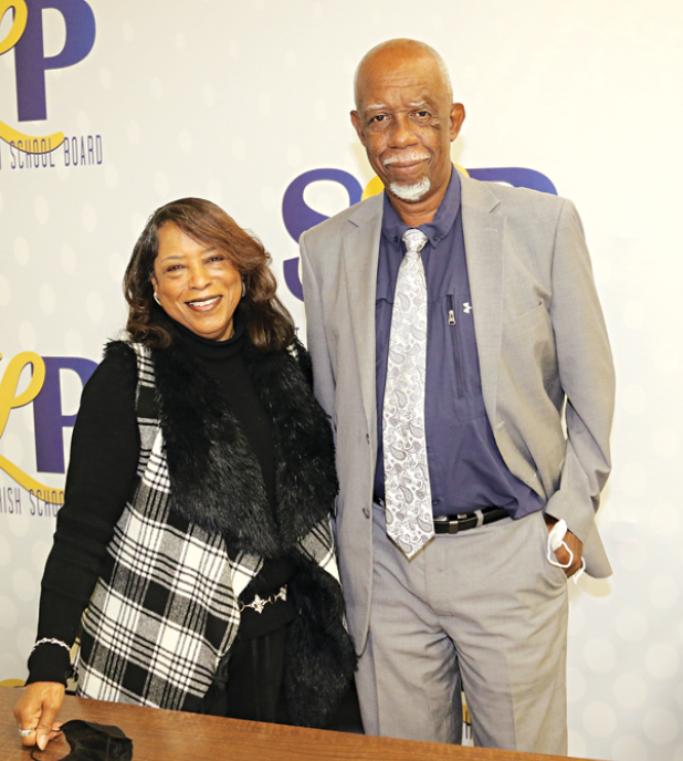 New St. Landry Parish School Board leaders, from left, are Joyce Haynes, vice president, and Albert Hayes Jr., president. They were elected at Thursday’s meeting. Haynes if from Opelousas and Hayes is from Eunice. (Photo by Harlan Kirgan)