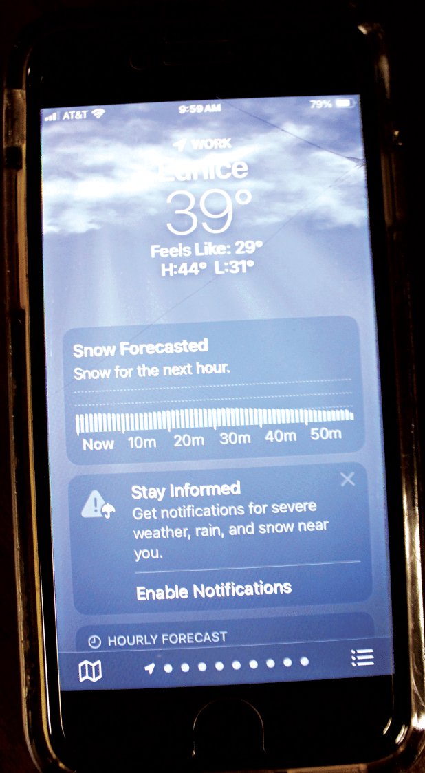 For about an hour on Thursday there was  snow warning, but apparently it did not happen. (Photo by Harlan Kirgan)