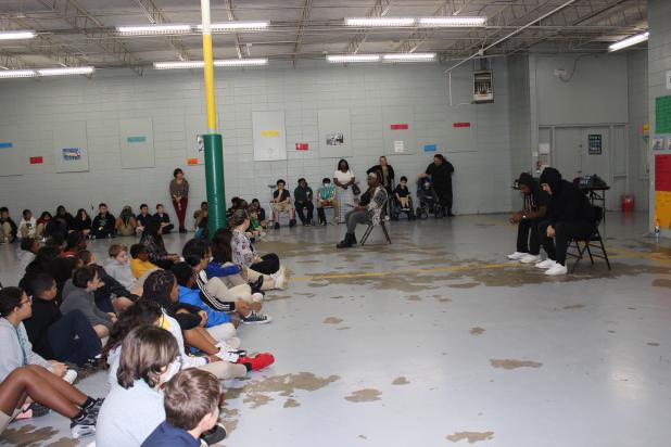 Sixth graders at Central Middle enjoy a anti-gun violence program given by T.R.I.G.G.R.D.