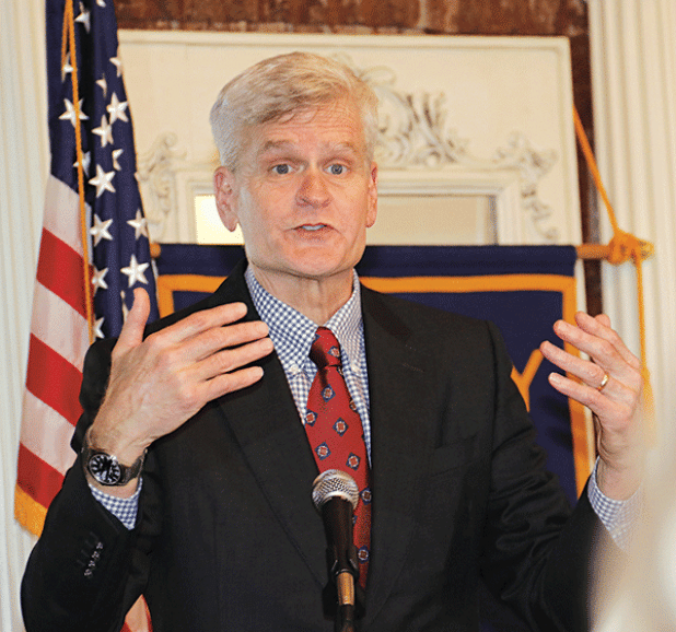U.S. Sen. Bill Cassidy speaks at a Eunice Rotary Club meeting on Wednesday. (Photo by Harlan Kirgan) 