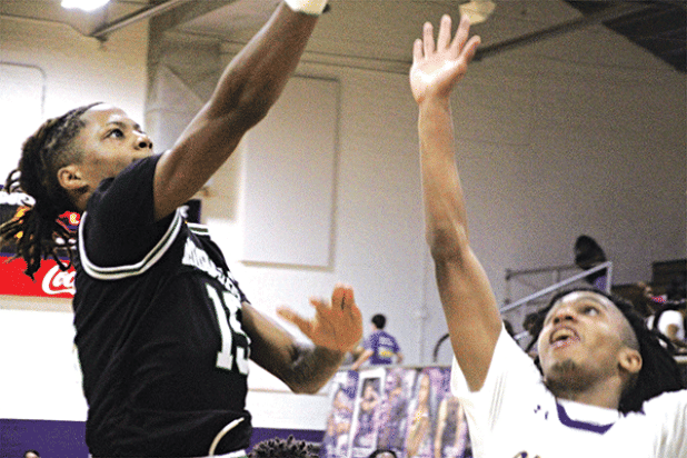 Senior forward Matthew Joseph goes up for a layup in the Bobcats’ win over the Rayne Wolves on Friday night. Joseph was one of four Eunice players who finished in double-digits in scoring. He had 10 points and the Bobcats were led by Brilon Ceasar’s 13 points. (Photos by Rhett Manuel)