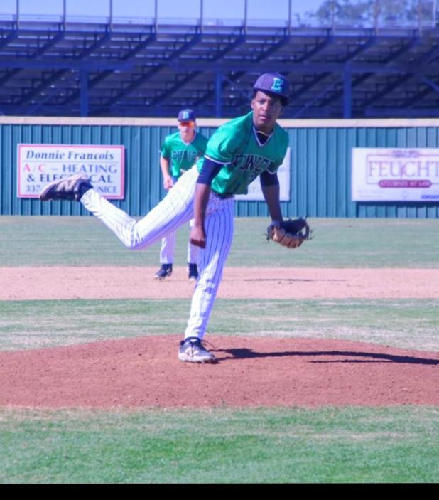 Eunice High School pitcher Malik Thomas. (Photo by Rhett Manuel)