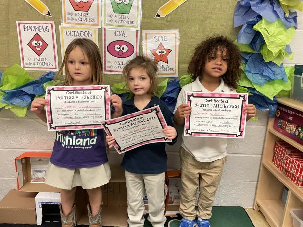 Tabitha Niles class at Highland earn Perfect Attendance