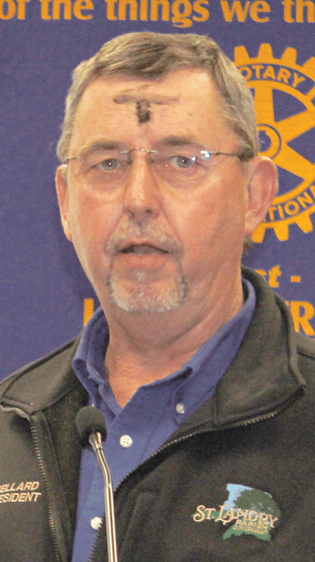 Jessie Bellard, St. Landry Parish president, speaks at Wednesday’s Eunice Rotary Club meeting. (Photo by Myra Miller)
