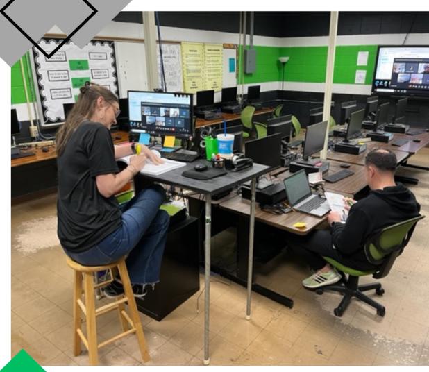 Coach Josh Guidry, right, and Lauren Brown at Eunice High attended a virtual professional development to be certified to teach business of retail to students at Eunice High School. 