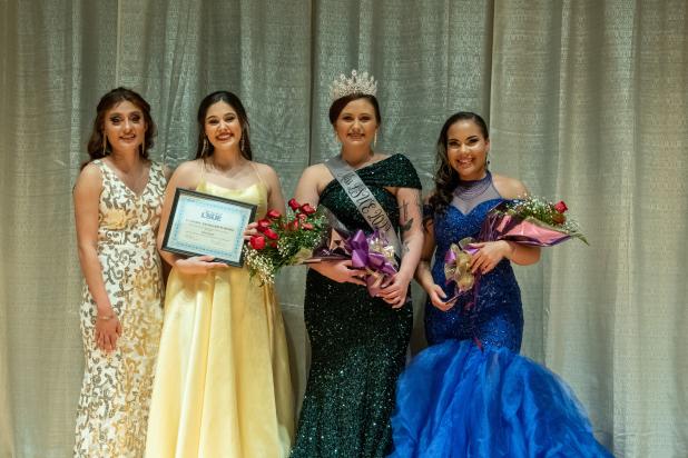 The contestants for the 2022 Miss LSUE Pageant included, Malena Guevera of Forest Hill, left, Julia Bearb of Eunice, the Queen Trumps; and Laila Hood of Jonesville.