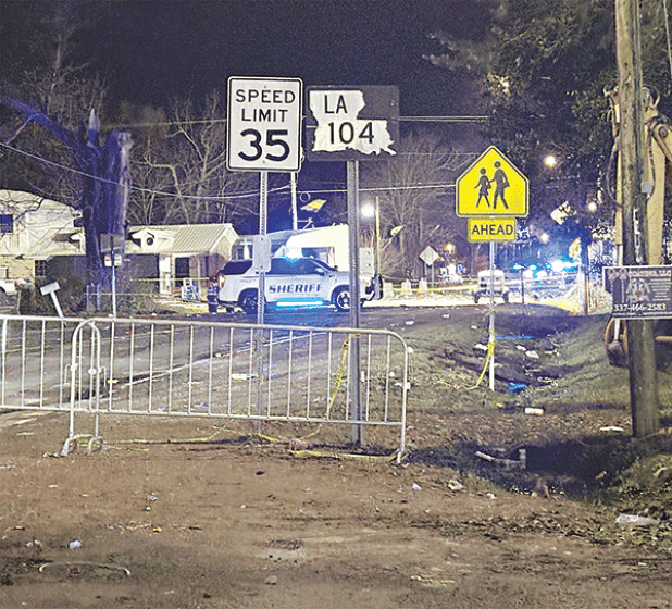The intersection of 6th Street and Poinciana Avenue in Mamou was the site of mass shooting that left two dead and at least 12 injured on Mardi Gras. (Ville Platte Gazette photo by Heather Bogard)