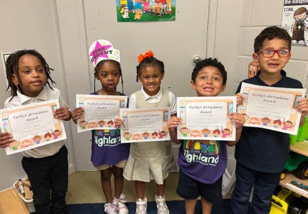 Perfect Attendance students at Highland