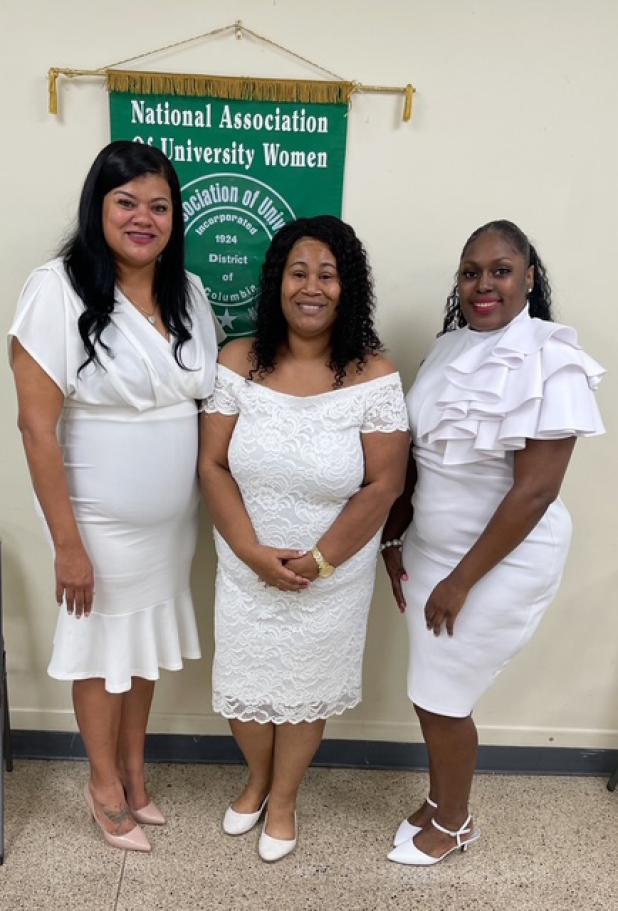 Two new members were inducted in the Eunice Branch of the National Association of University Women, Inc. recently at their meeting. Pictured with Branch President Shelsy Williams are Brittany R. Arvie, a nurse, Wiliams, and Kiana Fontenot, a teacher. 