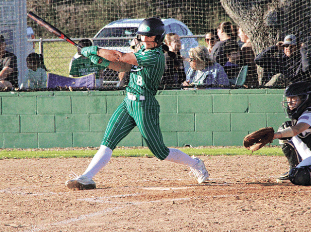 Senior first baseman Brooklyn Darbonne takes a swing at a pitch. Darbonne has been a vital part of Eunice’s potent lineup this season.