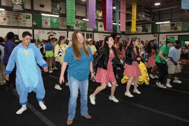 There was plenty of dancing going on Friday morning at Eunice High School as students and staff celebrated the annual Renaisance Pep Rally. The theme of the program was Disney Characters and Movies. (Photos by Myra Miller)