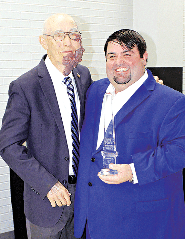 Late Church Point Councilman Errol "Slu" Comeaux, left, with Mayor Ryan "Spanky" Meche. (File photo) 