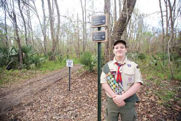 Corbin Marks, from Troop 51 in Opelousas, refurbished the Sherburne WMA Nature Trail for his Eagle Scout project. (Submitted photo)