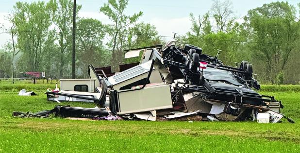 Monday Morning’s tornado destroyed this recreational vehicle in Grand Prairie. (Photo courtesy of St. Landry Parish Government)