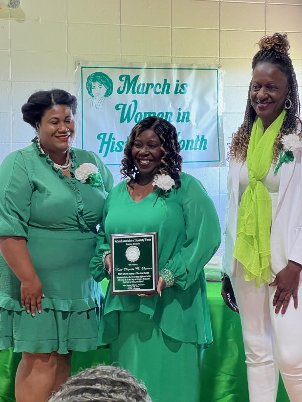 Chiquita Thomas is the 2023-2024 NAUW Woman of the Year. Thomas was honored during a recent event. From left, are Shelsy Williams, branch president; Thomas, recipient; and Patricia Harrison, a recent NAUW Woman of the Year recipient. (Submitted photos)  