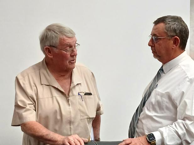 Parish Council chairman Wayne Ardoin and Jessie Bellard, Parish President. (Photo by Bobby Ardoin)