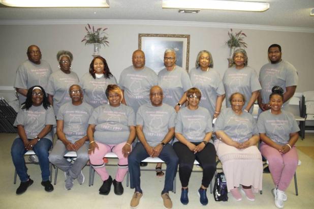 Over 20 years ago a group of people remained friends. They first met in the Army in Germany. They have kept in contact with each other over the years and in March they all met in Eunice. They were guests of the Rev. Lloyd and Denise Antoine. Seated, from left, are Rose McCalpine, Rev. Lloyd H. Antoine, Denise W. Antoine, Rev. Charles Kelly, Pat Kelly Sadie Johnson Pullen and Janet Johnson. Standing, in back, from left, are Gerald Gilmore, Barbara Gilmore, Lynette Perry, Rev. James Harris, Lydia Harris, Shei