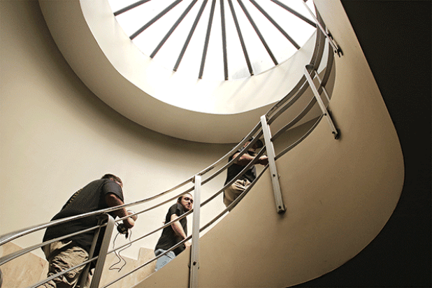 Louisiana Spirits investigators climb to the third floor of the St. Landry Parish Courthouse on April 14 as they looked for spirits. (Photo by Harlan Kirgan)