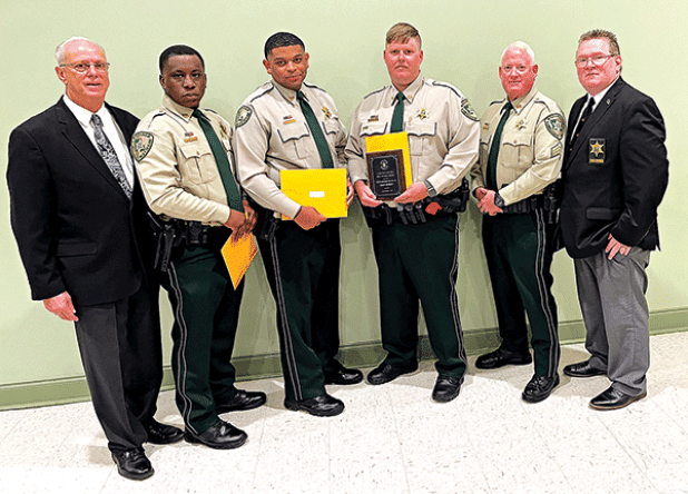 From left, are Deputy Chief of Patrol David Meche, Deputy Trevor Francis, Deputy Keilan Boyd, Deputy Zach Bellard, Sgt. Thomas Kimery, and Deputy Chief Eddie Thibodeaux of the Training /Professional Development and Public Information Section.  (Submitted photo)
