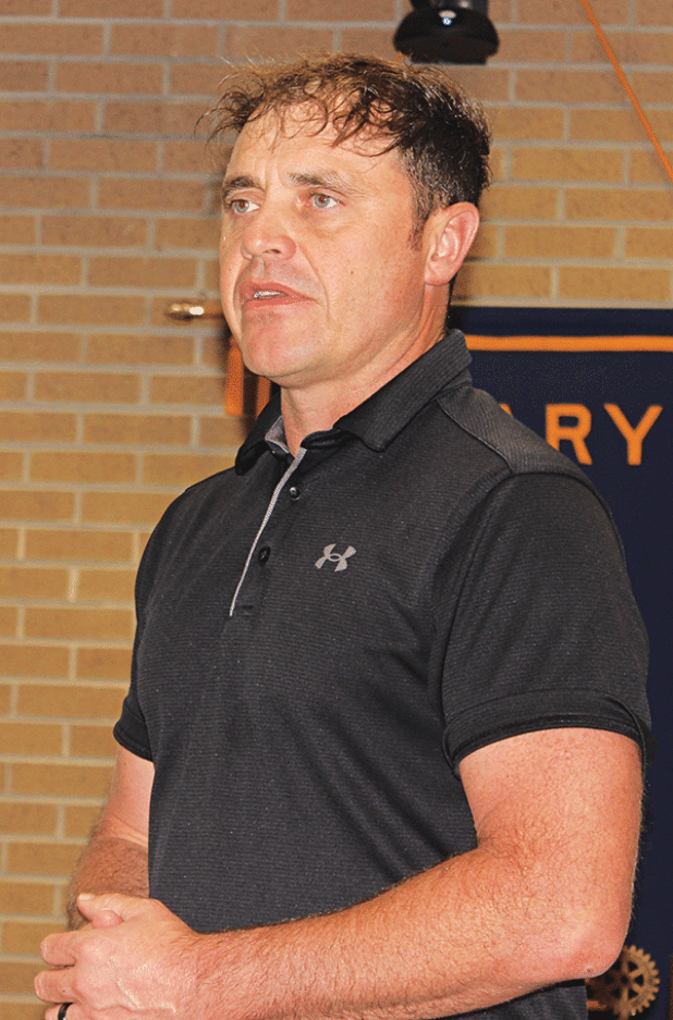 Doug Cramer, warning coordinator meterologist with the National Weather Service of Lake Charles, spoke on Wednesday to the Eunice Rotary Club. (Photo by Myra Miller) 