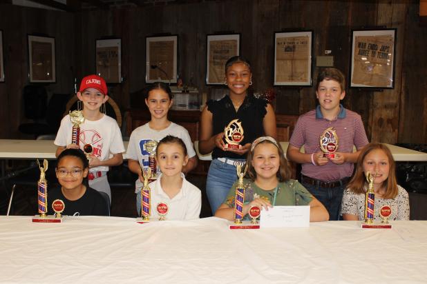 Americanism winners were named during a banquet Wednesday at the VFW Post 8971 hall. Seated, from left, are Zillah Meyers, Camille Elfert, Zeyiah Williams and Harlee Richard. In back, from left, are Gabe Comeaux, Anna Clare Briscoe, Destiny Reed, and Liam Oliver. Not pictured are Jolie Babineaux, Malaya Hudson, and Ryleigh Shircliff. (Photos by Myra Miller)