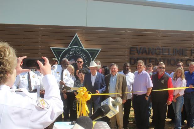 State and local dignitaries and other guests were on hand as the ribbon was cut to ceremoniously open the newly constructed Evangeline Parish Detention Center, located at the intersection of Maxie Rae Road and Patriot Road in the Industrial Park.