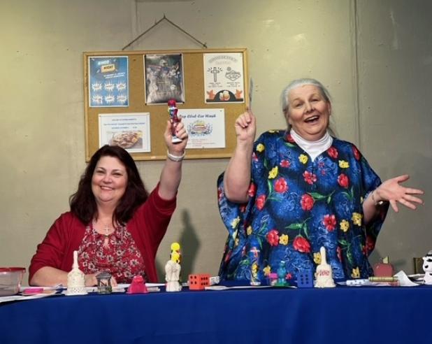 Sis, at left, played by Stacy Prejean, hits the winning number as Babe, at right, played by Ricci Arnaud celebrates with her. The two characters are from “The Queen of Bingo” set to open Thursday at Eunice Players’ Theatre. Directors Becky Broussard and Jody L. Powell are excited to kick off Season 52 with the two-act comedy about two sisters who love to play Bingo and hash out their problems while they gab about fellow Bingo players and new romances.