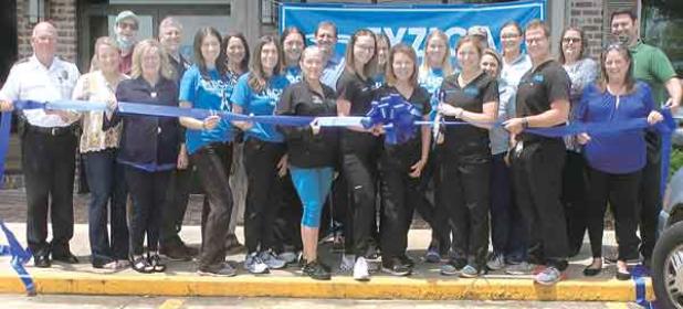 The Eunice Chamber of Commerce sponsored an open house and ribbon-cutting ceremony for Fyzical Therapy & Balance Center, which is celebrating five years in business and announcing they are opening another location in Ville Platte in the summer. (Photo courtesy of Ric Nesbitt/KEUN)