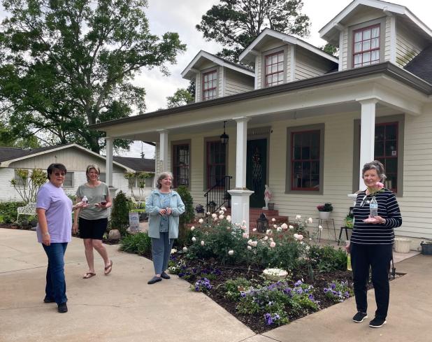 A tour of rose gardens at Kathy Manuel’s home, a member of the Bulb & Blossom Garden Club was part of the members April meeting. From left are Mona Redlich, Jean Johnson, Kathy Manuel, hostess; and Lynn Pavich. (Submitted photo) 