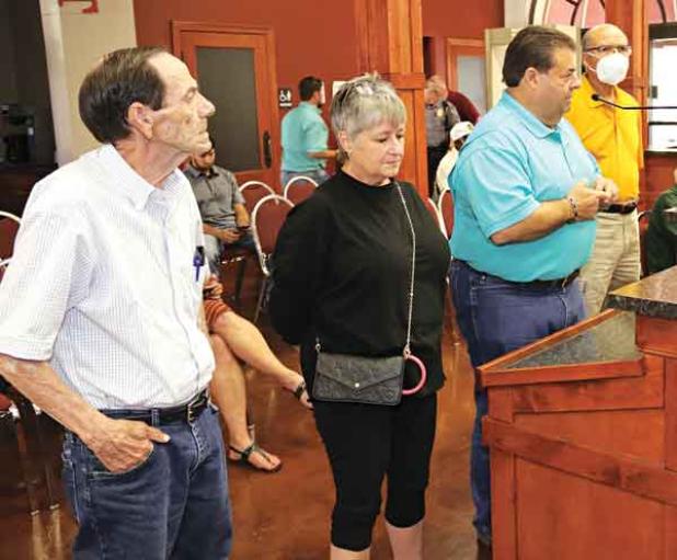 St. Landry Parish Council members were reassured the new trash pickup service to start in October will be successful. From left, are Jack Ortego, Jody Powell, Richard LeBouef and Edward Briscoe, all of the St. Landry Parish Solid Waste Commission. (Photo by Harlan Kirgan) 