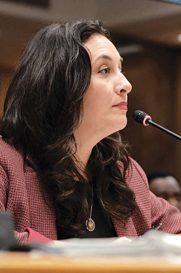 Rep. Emily Chenevert presented her bill to the Senate Education Committee on May 15, 2024. (Allison Allsop/Louisiana Illuminator) 