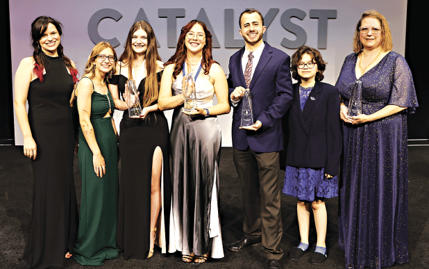 From left, are Victoria Throop, LSUE Phi Theta Kappa advisor; Kenzie Borill; Amber Deshotel; Olivia Luquette; Amit Ahraoni; Mya Velasquez; and Teresa West. (Submitted photo)