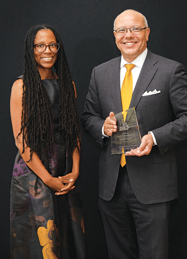 Eunice native U.S. District Judge Darrel Papillion was honored by the LSU Law Center with its Engaged Alumnus award, recognizing his extraordinary service to the Law Center. Papillion is a 1994 graduate of the LSU Paul M. Hebert Law Center and is a district judge for the U.S. District Court Eastern District of Louisiana. Prior to his appointment to the bench, he was a partner at the Walters, Thomas, Cullens law firm in Baton Rouge. He is a graduate of Eunice High School. Papillion is with LSU Law Dean Alena