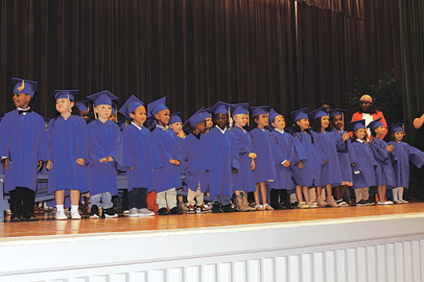 Highland Early Learning Center held its Pre-k graduation Tuesday at LSUE. There was a morning ceremony as well as an afternoon program. Above are the pre-k graduates from the morning session. These pre-k graduates are students from Johnette Dupre and Renee Atchison’s class, Karen Fruge and Delaina Reed’s class, Tabita Niles and Henrietta Dupre’s class, and Elizabeth Romero and Mikel Guillory’s class. There were 109 pre-k graduates. (Photo by Myra Miller)