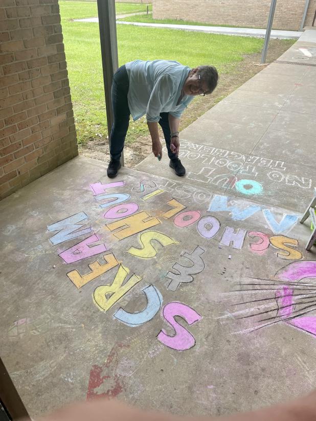 Chalk art at Eunice Elementary