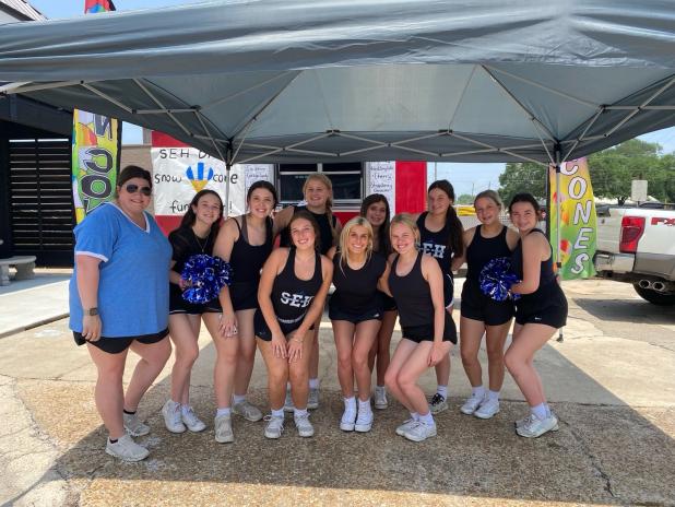 In front, from left, are Ava Guillory, co-captain; Isabella Heinen, captain; and Riley Young, co-captain. In back, from left, are Sponsor Allison Reed, Ruby Durham, Kennadi Thibodeaux, Lauren Bearb, Audrey Rachal, Emma Myers, Ava LaFleur and Caroline Fontenot. (Submitted photo)