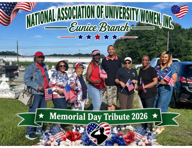Memorial Day is a day we all feel the necessity of honoring those who dedicated their lives to protecting our freedom. Members of the Eunice Branch of The National Association of University Women, ETC, and members of the community gathered to pray and place flags on the gravesites of relatives in the Eunice area each year.  