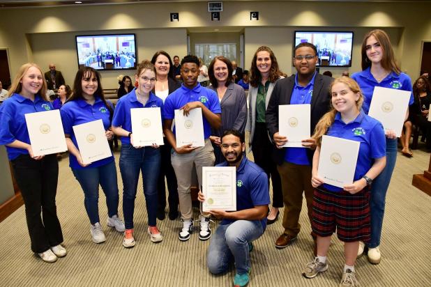 East Baton Rouge Parish 4-H Tech Club members recently received recognition for their community service work. The club, which is comprised of members from middle and high school are pictured with East Baton Rouge Metro Councilwoman Laurie Adams; Tech Club sponsor Fran Fetzer Harvey; and LSU AgCenter 4-H agent Rochelle Wilking. (Photo provided)