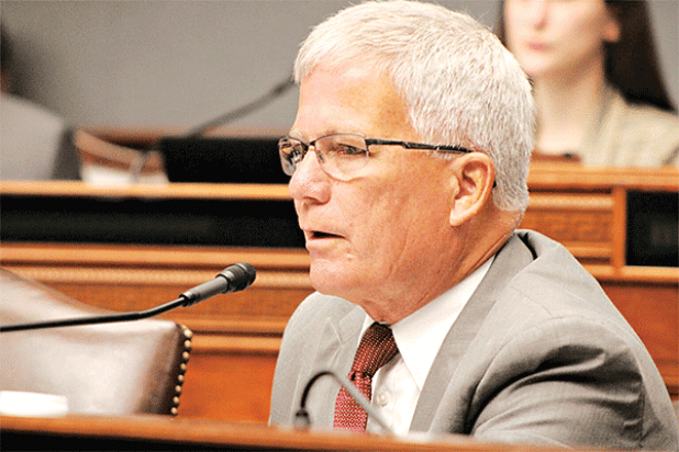 Rep. Les Farnum asks a question during the May 26, 2022, meeting of the House and Governmental Affairs Committee. (Greg LaRose/Louisiana Illuminator)