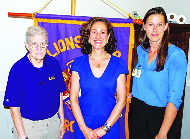 Dr. Tina Stefanski, center, Medical Director, and Debra Feller, R.N., Maternal Child Health Coordinator, Region 4, Louisiana Department of Public Health, were guest speakers at the recent meeting of the Crowley Lions Club. They were welcomed to the meeting by Club President Ann Mire. (Photo by Steve Bandy/Crowley Post-Signal)