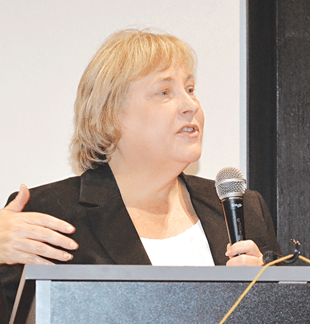 Carol Dailey-Tall, newly appointed superintendent of Acadia Parish public schools, speaks to the Rotary Club of Crowley on June 11 on a wide variety of educational topics. (Photo by Steve Bandy/Post-Signal)