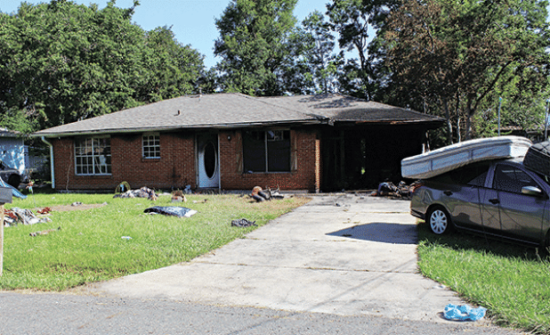 Eunice fire fighters responded to a house fire Sunday on West Magnolia. (Photo by Myra Miller)