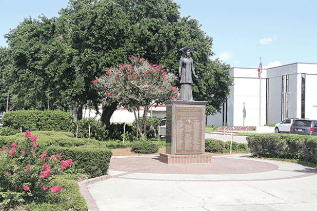 The Eunice Rotary Club is celebrating its 100th year with a project focused on the Eunice Pharr Duson statue at 2nd Street and Park Avenue. (Photo by Harlan Kirgan)